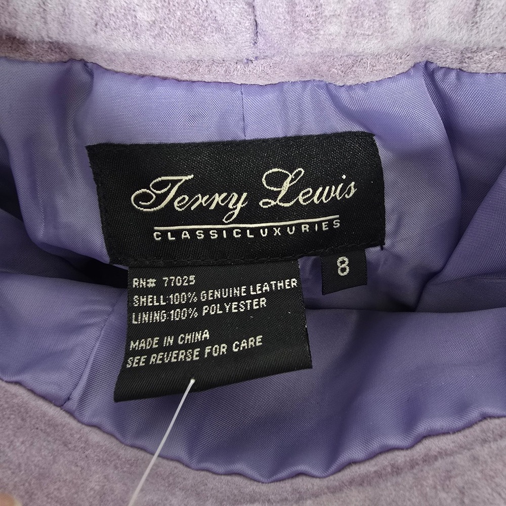 Terry Lewis Purple Suede Leather‎ Midi Skirt Lavender A-Line Size 8 NWT - Picture 5 of 6